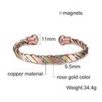 Twisted Pure Copper Magnetic Bracelet Benefits Adjustable Cuff Bangles for Men Women Anthritis Pain Relief Health Energy Jewelry