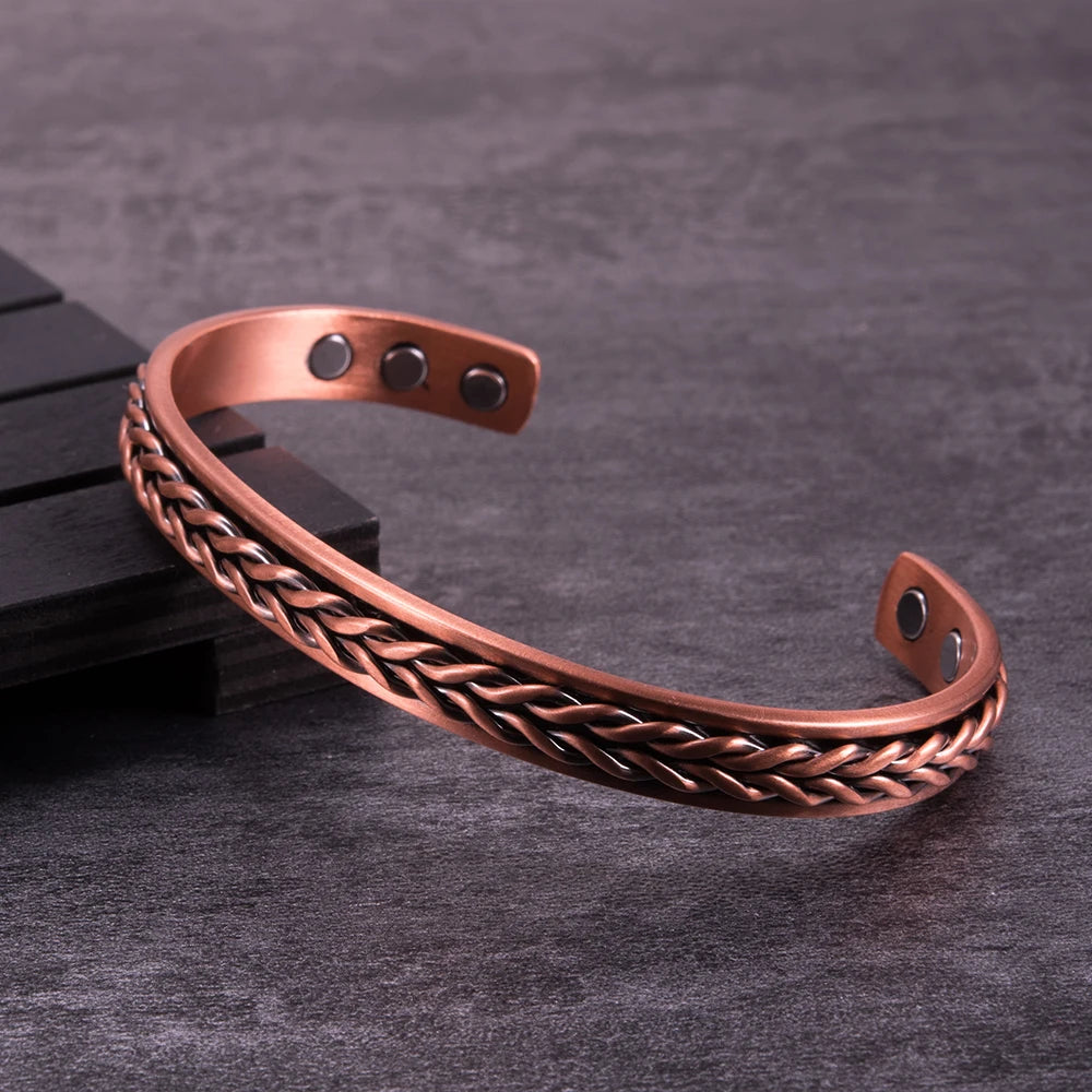 Twisted Pure Copper Magnetic Bracelet Benefits Adjustable Cuff Bangles for Men Women Anthritis Pain Relief Health Energy Jewelry