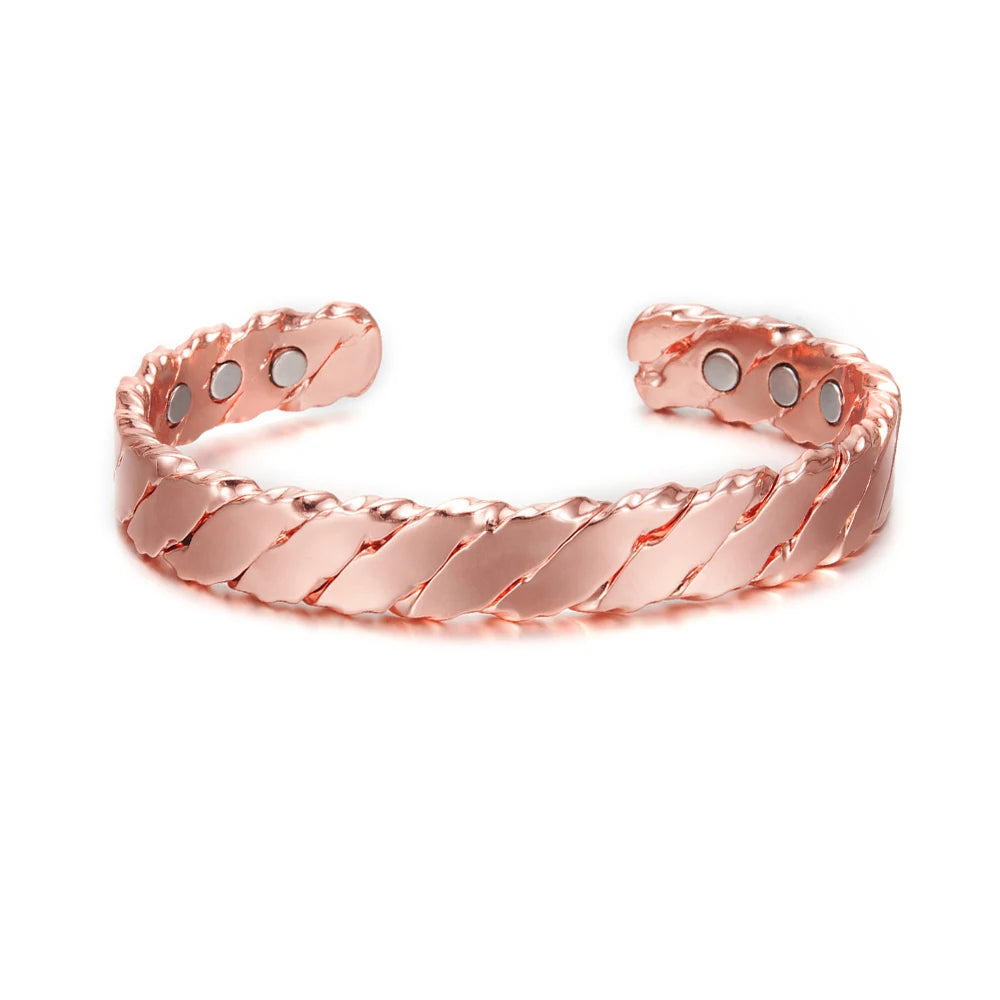Twisted Pure Copper Magnetic Bracelet Benefits Adjustable Cuff Bangles for Men Women Anthritis Pain Relief Health Energy Jewelry