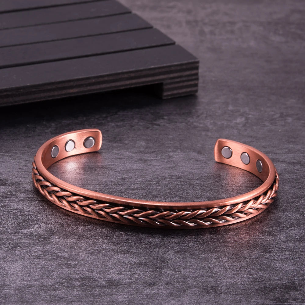 Twisted Pure Copper Magnetic Bracelet Benefits Adjustable Cuff Bangles for Men Women Anthritis Pain Relief Health Energy Jewelry