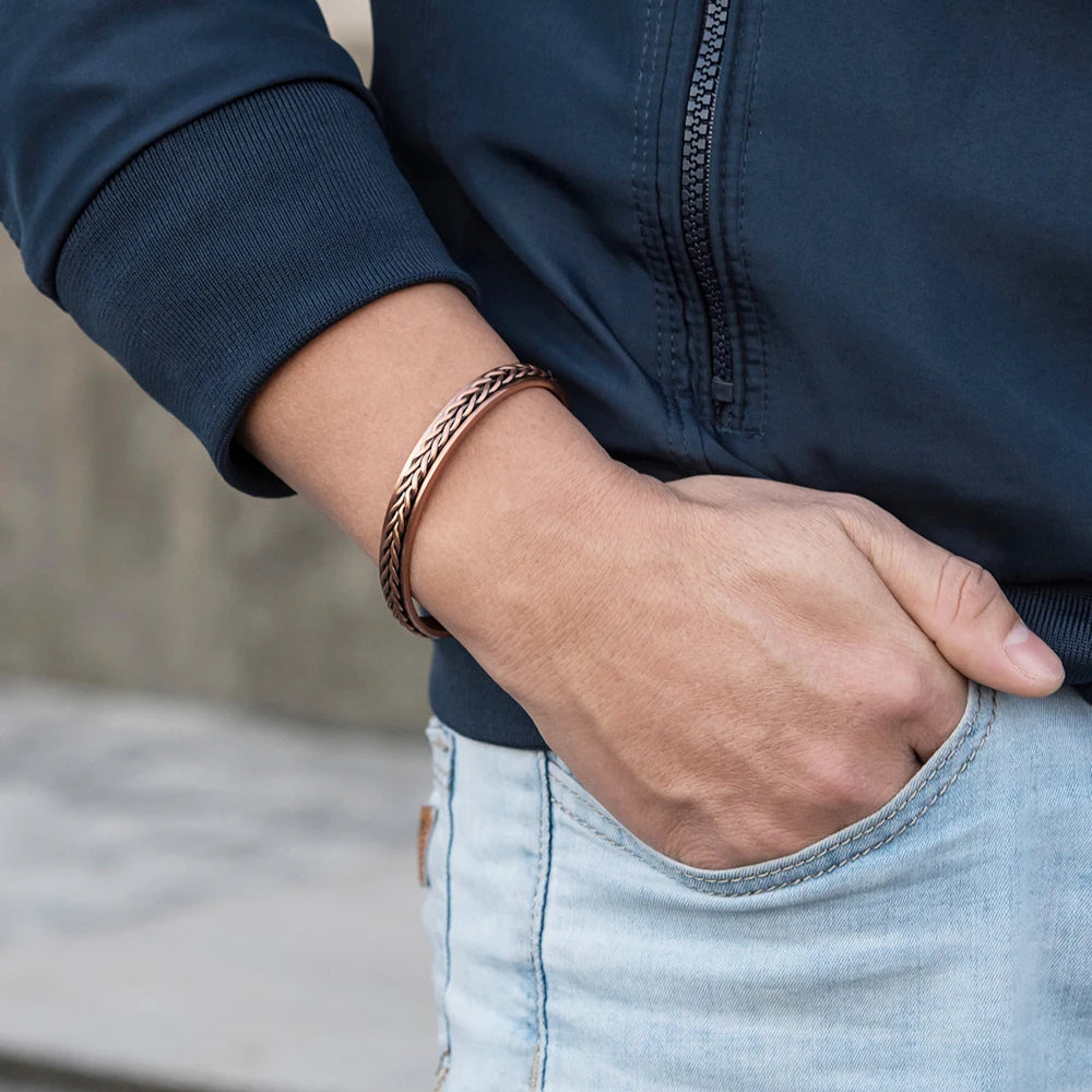 Twisted Pure Copper Magnetic Bracelet Benefits Adjustable Cuff Bangles for Men Women Anthritis Pain Relief Health Energy Jewelry
