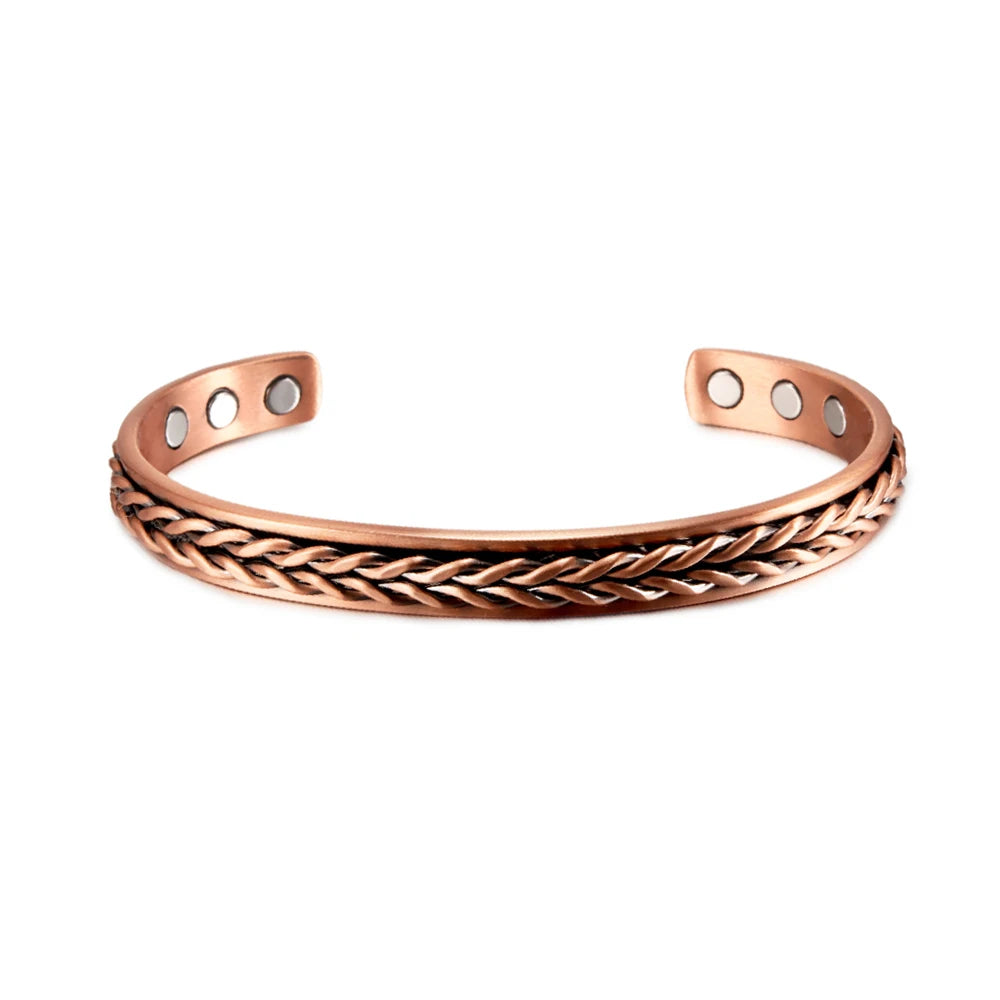 Twisted Pure Copper Magnetic Bracelet Benefits Adjustable Cuff Bangles for Men Women Anthritis Pain Relief Health Energy Jewelry
