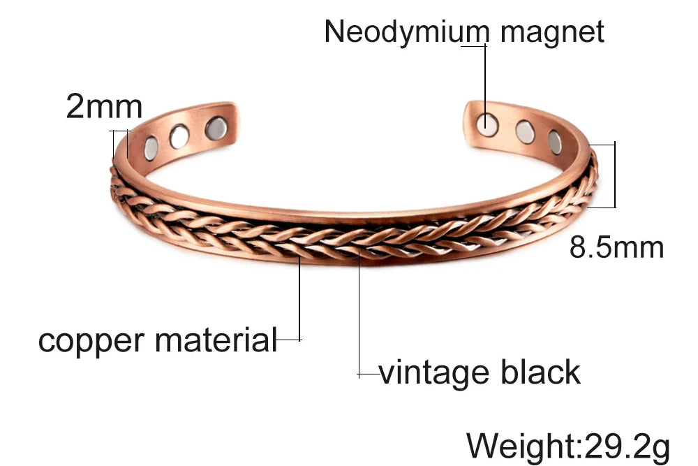 Twisted Pure Copper Magnetic Bracelet Benefits Adjustable Cuff Bangles for Men Women Anthritis Pain Relief Health Energy Jewelry