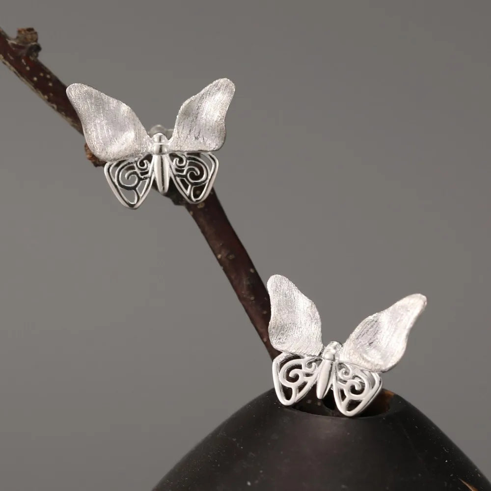 House of Noem — Hollow Butterfly Sterling Silver Stud Earrings