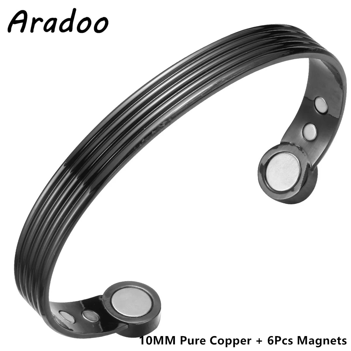 ARADOO Onyx Devil's Eye Pure Copper Bracelet Neodymium Magnet Open Cuff 3500 Gauss Magnetic Therapy Bangles