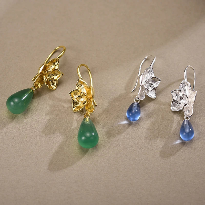 House of Noem — Chalcedony Phalaenopsis Flower Drop Earrings
