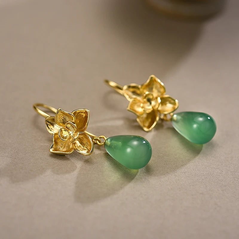 House of Noem — Chalcedony Phalaenopsis Flower Drop Earrings