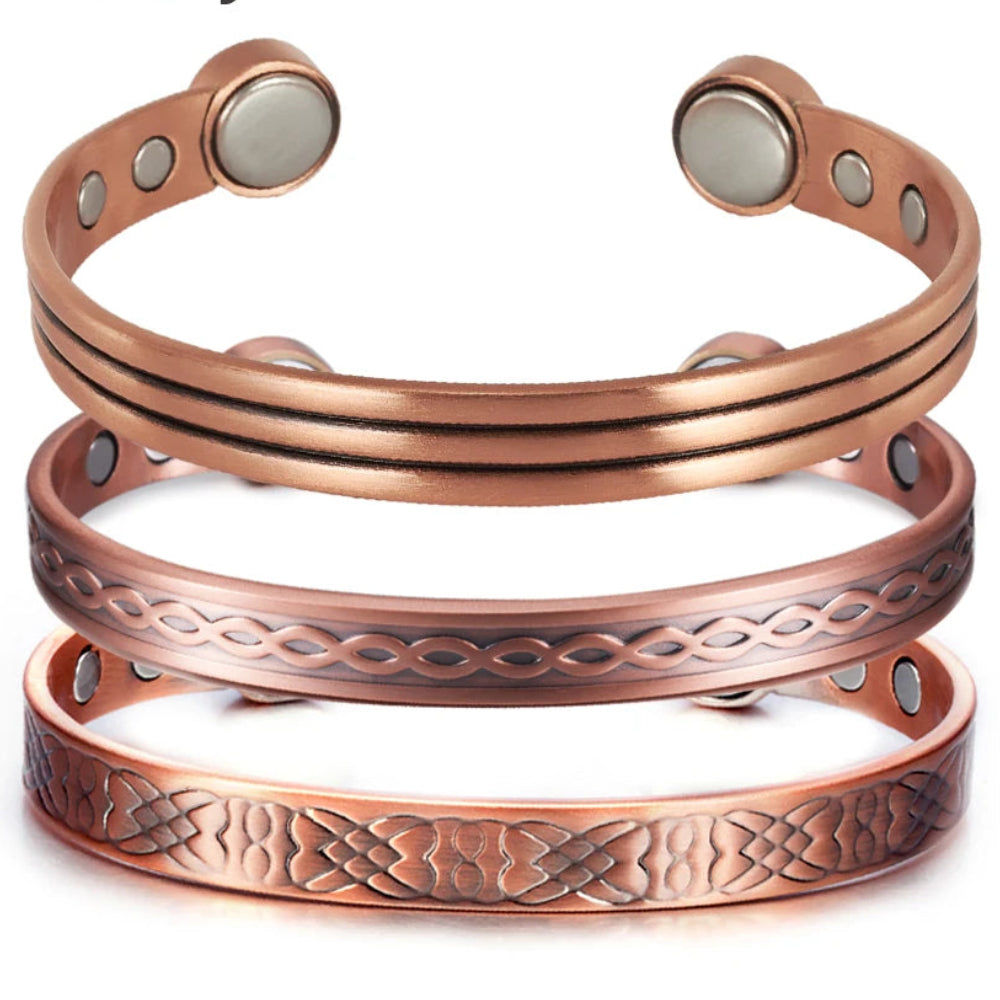 Vinterly Pure Copper Bracelets Adjustable Vintage Knot Magnetic Bangles 8mm Wide Arthritis Health High Magnet Jewelry Resizable