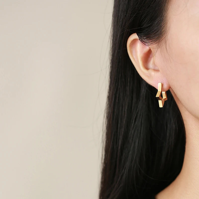 Fashion Heart Star Stainless Steel Hoop Earrings for Women Classic Simple Gold Silver Color Geometric Charm Earrings Jewelry