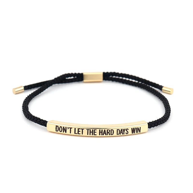 Popular Charms “DON'T LET THE HARD DAYS WIN” Motivational Tube Bracelet for Best Friends Gift Trendy Adjustable Bangles Jewelry