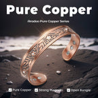 ARADOO Onyx Devil's Eye Pure Copper Bracelet Neodymium Magnet Open Cuff 3500 Gauss Magnetic Therapy Bangles