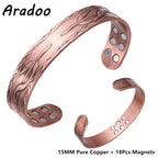 ARADOO Onyx Devil's Eye Pure Copper Bracelet Neodymium Magnet Open Cuff 3500 Gauss Magnetic Therapy Bangles
