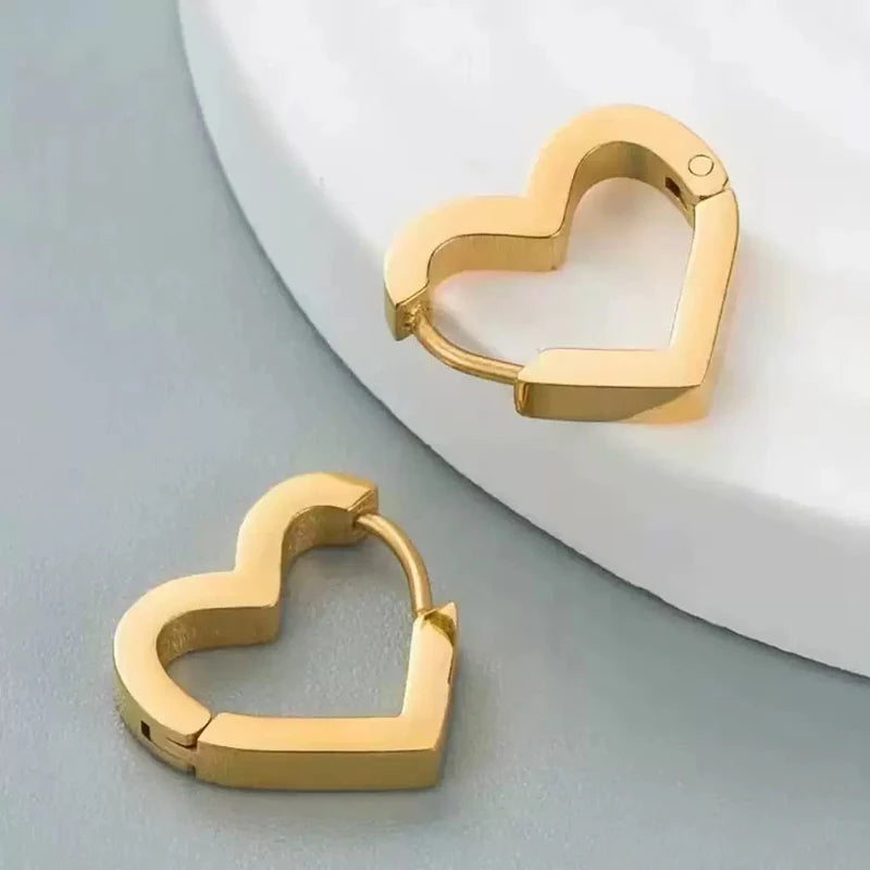 Fashion Heart Star Stainless Steel Hoop Earrings for Women Classic Simple Gold Silver Color Geometric Charm Earrings Jewelry