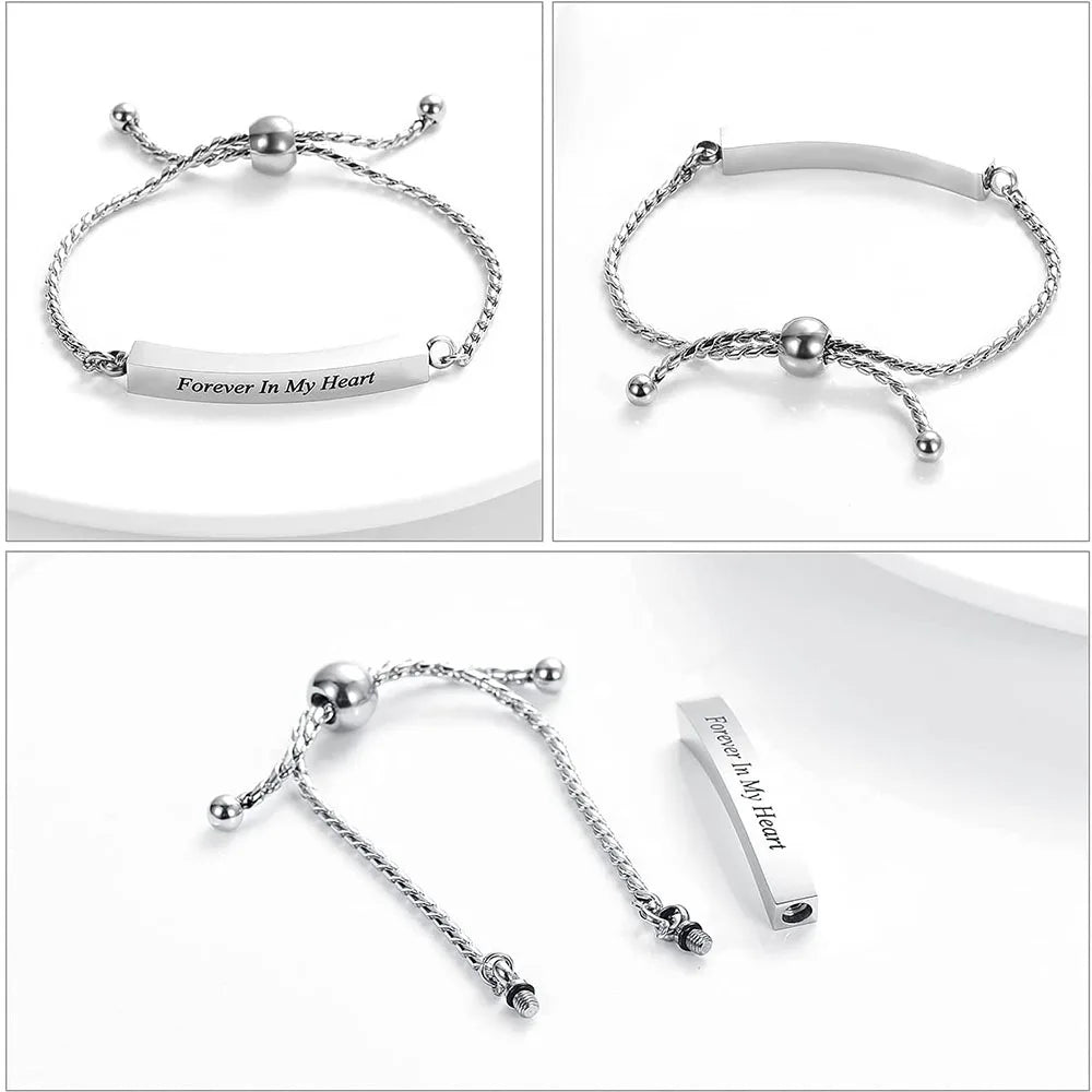 Bracelet for Ashes Stainless Steel Urn Bangles for Women Men Ashes Memorial Cremation Bracelet Adjustable Free Fill Kit
