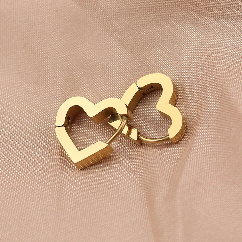 Fashion Heart Star Stainless Steel Hoop Earrings for Women Classic Simple Gold Silver Color Geometric Charm Earrings Jewelry