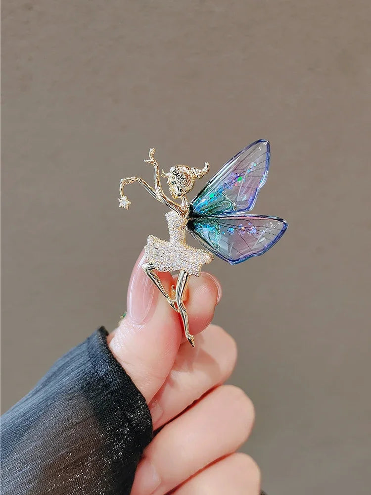 House of Noem — Emerald Crystal Butterfly Brooch