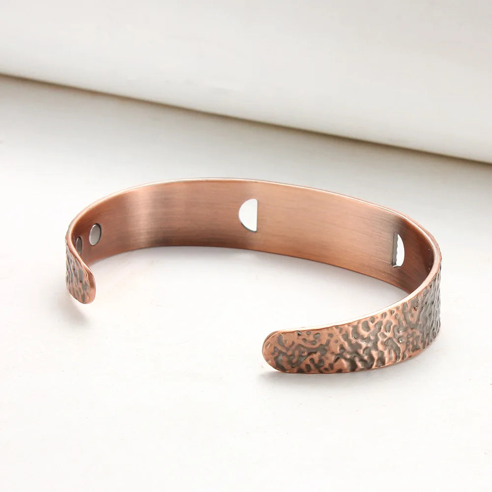 ARADOO Onyx Devil's Eye Pure Copper Bracelet Neodymium Magnet Open Cuff 3500 Gauss Magnetic Therapy Bangles