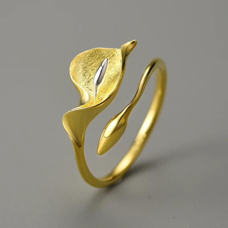 Calla Lily 925 Sterling Silver Adjustable Ring
