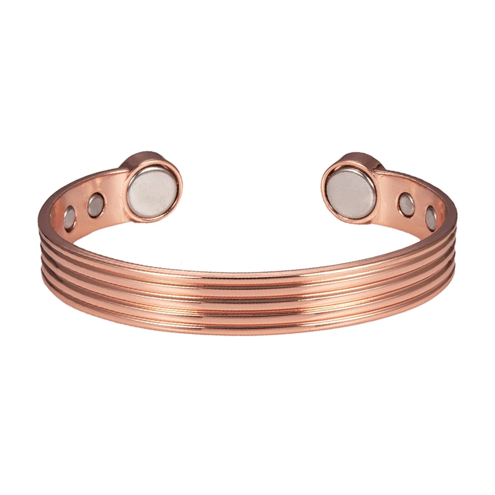 Vinterly Pure Copper Bracelets Adjustable Vintage Knot Magnetic Bangles 8mm Wide Arthritis Health High Magnet Jewelry Resizable