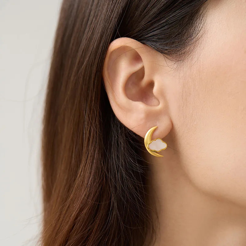 House of Noem — Moon and Clouds Stud Earrings