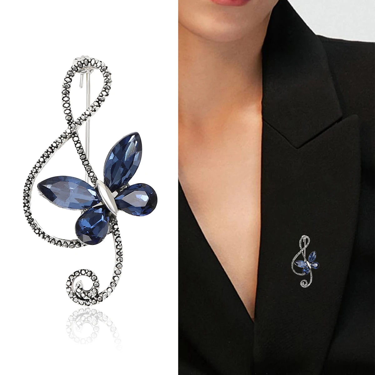 House of Noem — Rhinestone Butterfly Pin