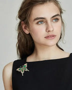 House of Noem — Emerald Crystal Butterfly Brooch