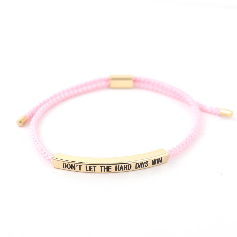 Popular Charms “DON'T LET THE HARD DAYS WIN” Motivational Tube Bracelet for Best Friends Gift Trendy Adjustable Bangles Jewelry