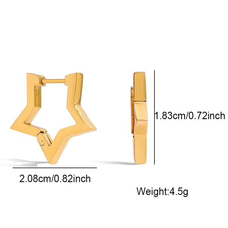 Fashion Heart Star Stainless Steel Hoop Earrings for Women Classic Simple Gold Silver Color Geometric Charm Earrings Jewelry