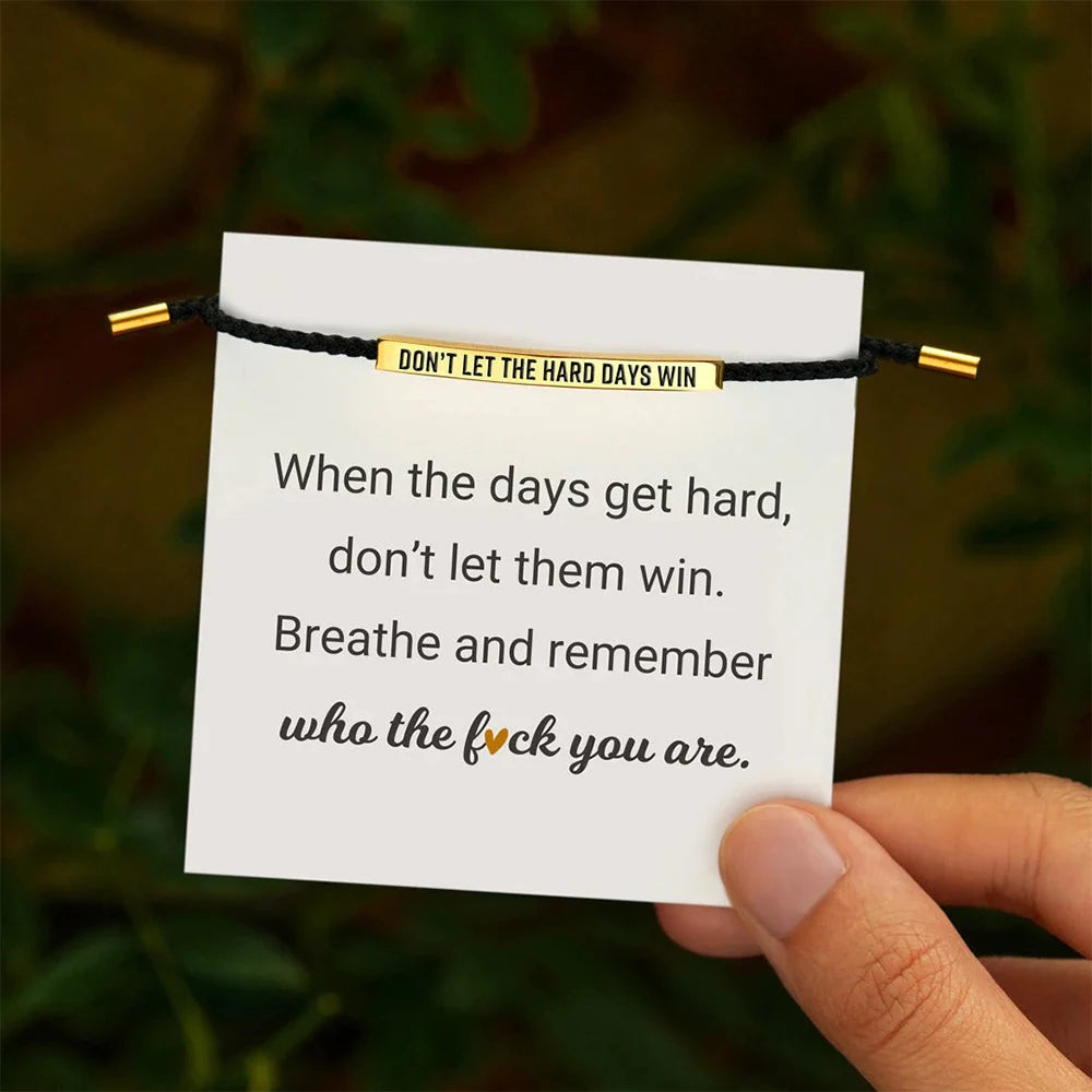 Popular Charms “DON'T LET THE HARD DAYS WIN” Motivational Tube Bracelet for Best Friends Gift Trendy Adjustable Bangles Jewelry