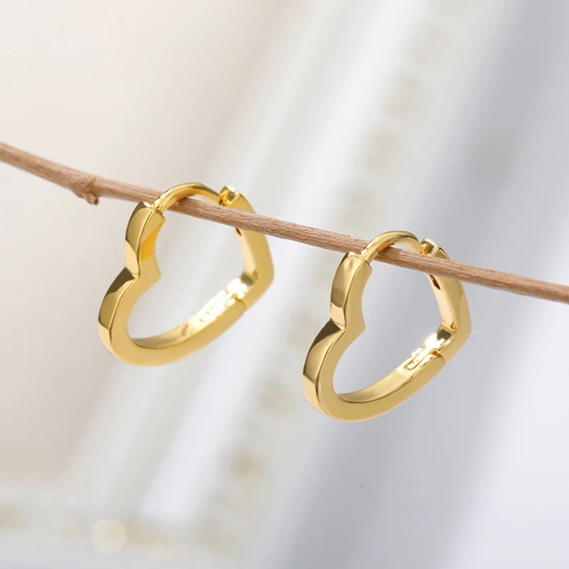 Fashion Heart Star Stainless Steel Hoop Earrings for Women Classic Simple Gold Silver Color Geometric Charm Earrings Jewelry