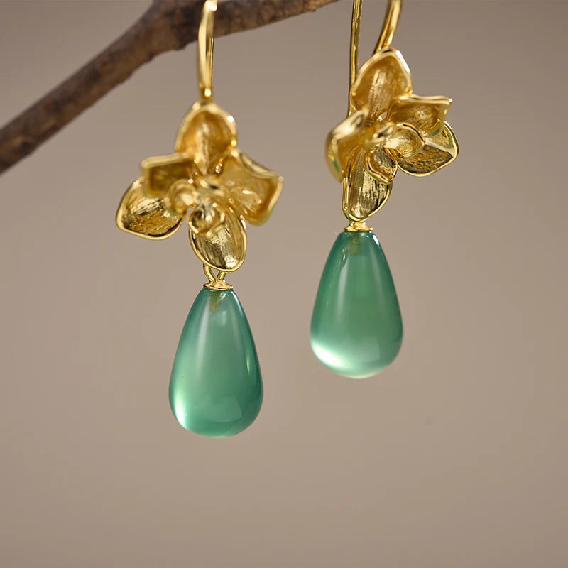 House of Noem — Chalcedony Phalaenopsis Flower Drop Earrings