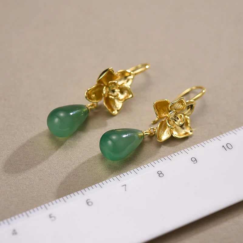 House of Noem — Chalcedony Phalaenopsis Flower Drop Earrings