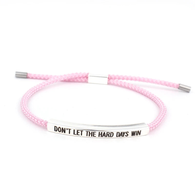 Popular Charms “DON'T LET THE HARD DAYS WIN” Motivational Tube Bracelet for Best Friends Gift Trendy Adjustable Bangles Jewelry