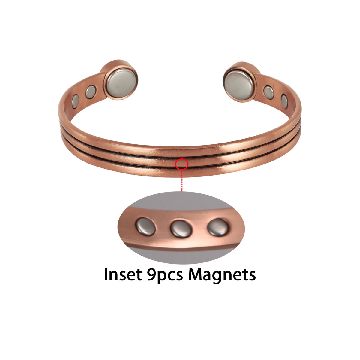 Vinterly Pure Copper Bracelets Adjustable Vintage Knot Magnetic Bangles 8mm Wide Arthritis Health High Magnet Jewelry Resizable
