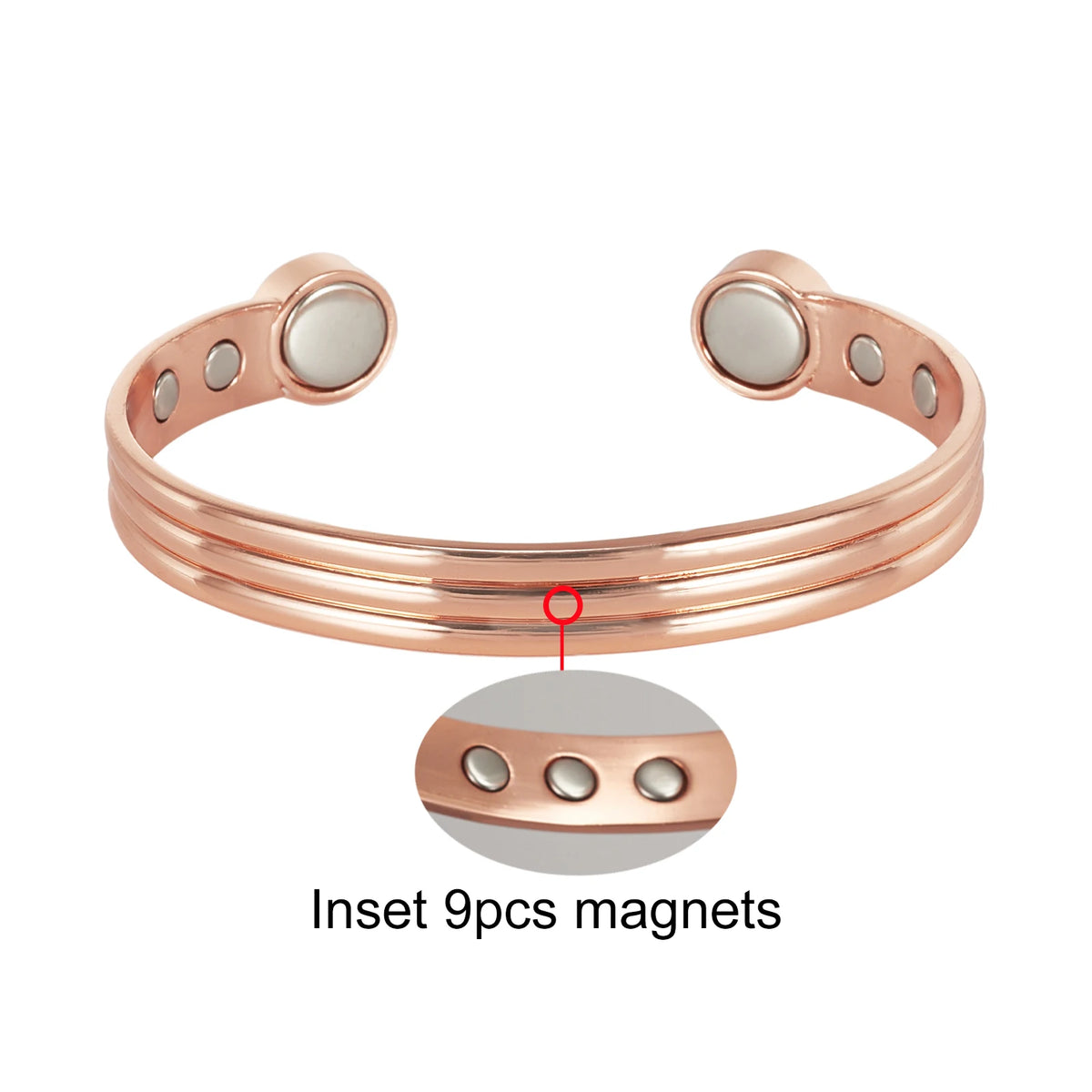 Vinterly Pure Copper Bracelets Adjustable Vintage Knot Magnetic Bangles 8mm Wide Arthritis Health High Magnet Jewelry Resizable