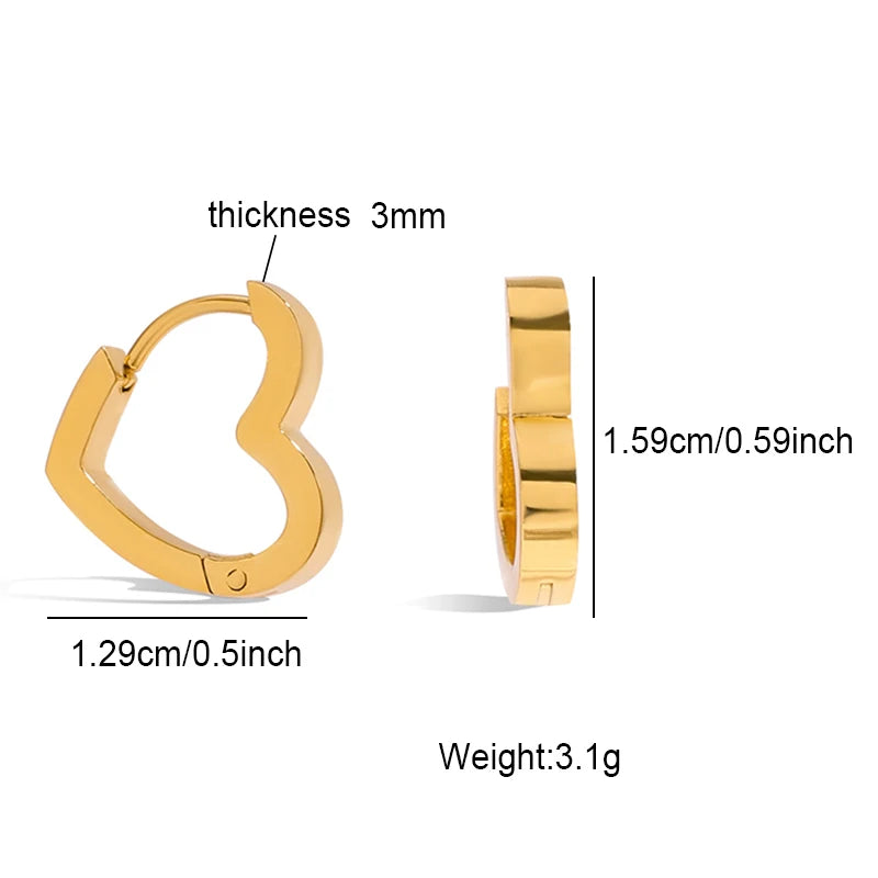 Fashion Heart Star Stainless Steel Hoop Earrings for Women Classic Simple Gold Silver Color Geometric Charm Earrings Jewelry