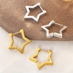 Fashion Heart Star Stainless Steel Hoop Earrings for Women Classic Simple Gold Silver Color Geometric Charm Earrings Jewelry