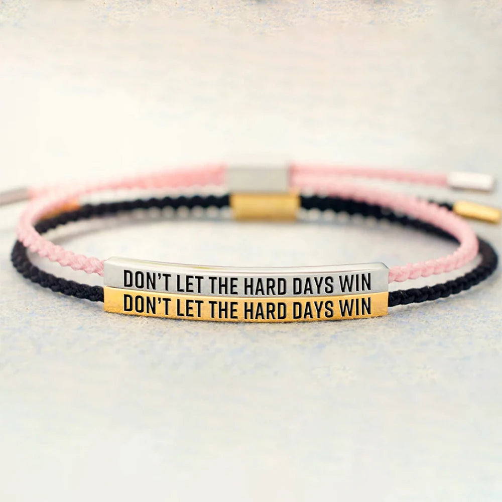 Popular Charms “DON'T LET THE HARD DAYS WIN” Motivational Tube Bracelet for Best Friends Gift Trendy Adjustable Bangles Jewelry