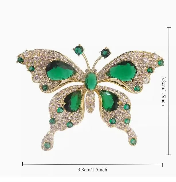 House of Noem — Emerald Crystal Butterfly Brooch