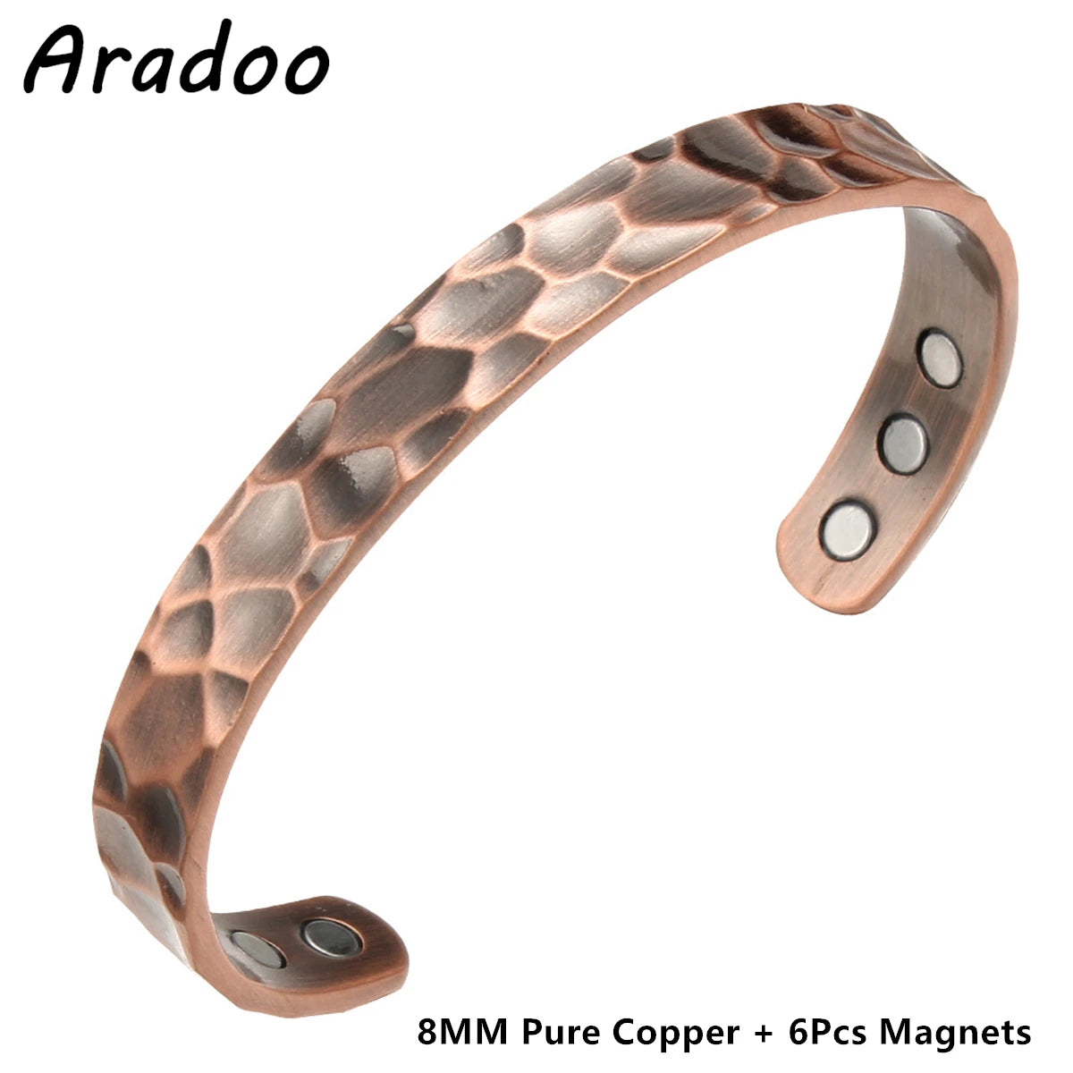 ARADOO Onyx Devil's Eye Pure Copper Bracelet Neodymium Magnet Open Cuff 3500 Gauss Magnetic Therapy Bangles