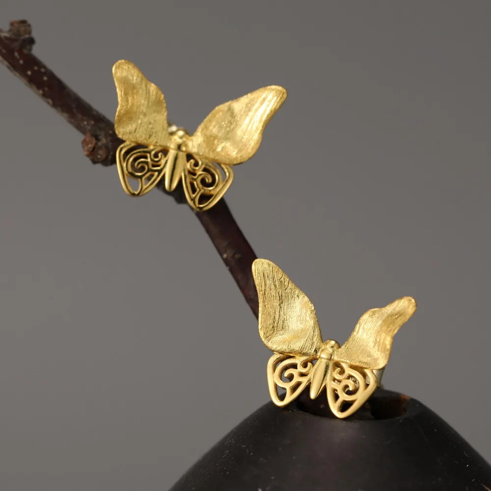 House of Noem — Hollow Butterfly Sterling Silver Stud Earrings